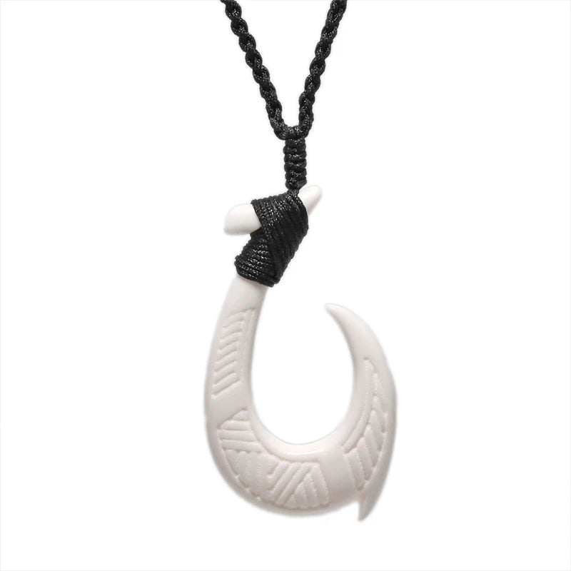 Maui's Hook - Handmade Necklace (YAKA Bone)